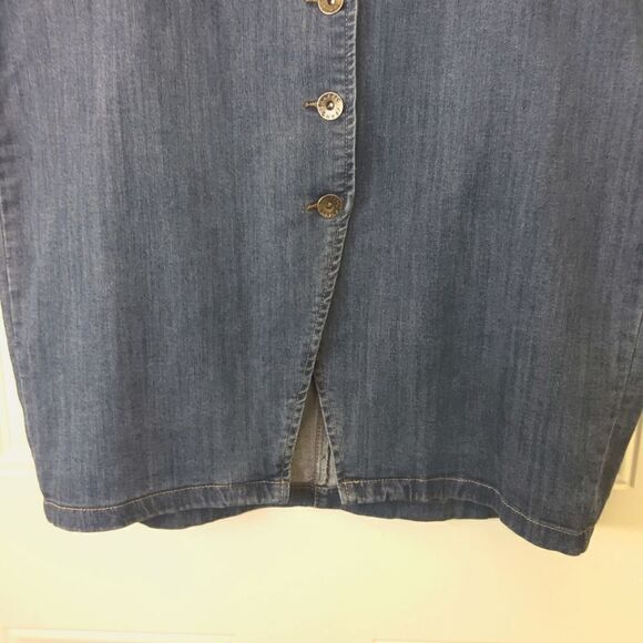 Traffic Jean Wear button front blue denim paper bag front waist skirt with belt - Picture 5 of 10